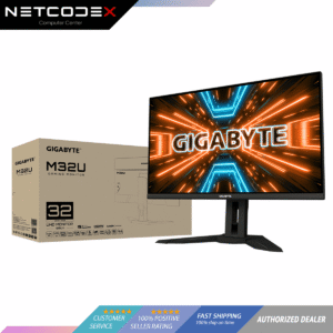 GIGABYTE M32U 32" 144Hz 4K FreeSync Compatible Gaming Monitor, SS IPS, 3840x2160 Display, 1ms Response Time (MPRT), 1x Display Port 1.4, 2x HDMI 2.1, 3x USB 3.0, 1x USB Type C - GP-M32U-AP