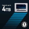 Crucial MX500 4TB 3D NAND SATA 2.5 Inch Internal SSD, up to 560MB/s Micron 3D TLC NAND Flash technology, DRAM and SLC cache on board, SM2258 controller - CT4000MX500SSD1