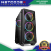 Trendsonic Megatron ME19-A Mesh Tempered Glass Side Black MID ATX CASE W/ 4x 5-color 120MM LED Fan No PSU - Frontier