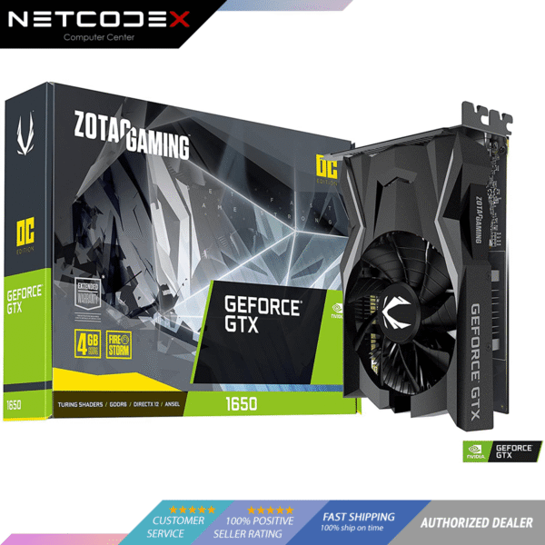 ZOTAC GAMING GeForce GTX 1650 OC 4GB GDDR6 128-bit Gaming Graphics Card, Super Compact, ZT-T16520F-10L