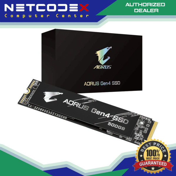 GIGABYTE AORUS Nvme Gen4 M.2 500GB PCI-Express 4.0 Interface High Performance Gaming, 3D TLC NAND Flash, External DDR Cache Buffer, SSD GP-AG4500G