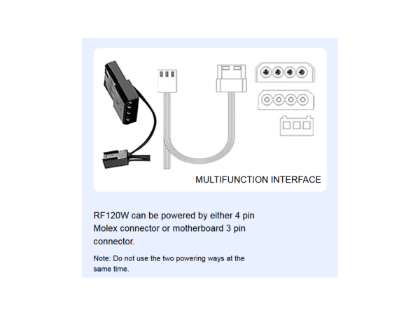 DEEPCOOL RF120 W Single Color LED Fan ( RF120W ) - 120mm 9-Blade White LED Cooling Fan with 3-pin/LP4 Power Connector DP-FLED-RF120-WH