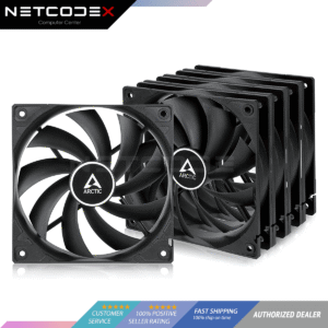 ARCTIC F12 Set of 5 (5-Pack) - 120 mm Standard Case Fan, Value Pack, Low Noise, Very Quiet Motor, Computer, Fan Speed: 1350 RPM - Black/Black