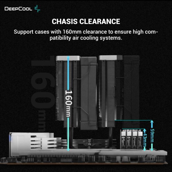 DeepCool AK620 Zero Dark CPU Air Cooler Mighty 260w TDP ALL-Black 6 Copper Heat Pipes Dual-Tower CPU Cooler with Fans Each 120mm PWM 1850RPM 68.99CFM for Intel LGA 1700/1200/1151/1150/1155 AMD AM5/AM4 - R-AK620-BKNNMT-G-1