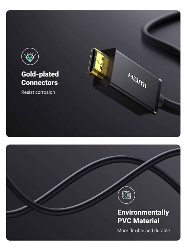 UGREEN 4K DisplayPort 1.2 to HDMI 1.4 1.5M Cable Uni-Directional UHD DP to HDMI Connector Video Display Cord for HDTV Monitor Projector Computer 1.5 Meters - 10239