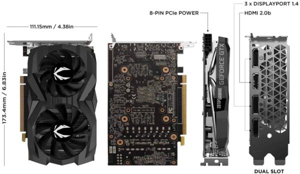 ZOTAC Gaming GeForce GTX 1660 Super 6GB GDDR6 192-bit Gaming Graphics Card, Super Compact, ZT-T16620F-10L