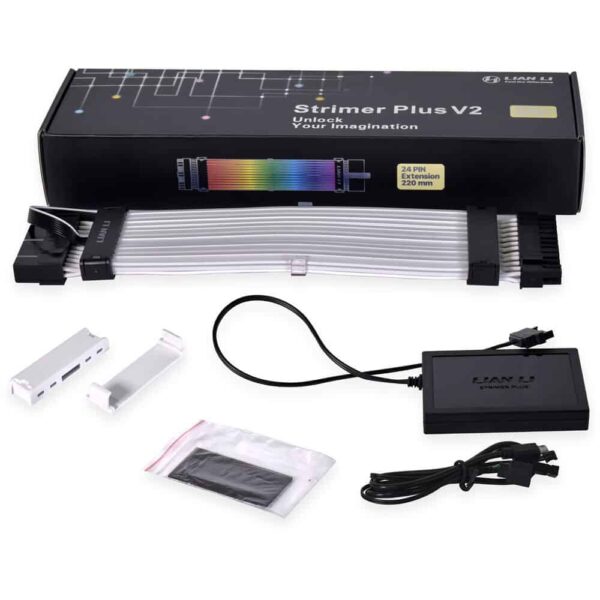 3e4d2eaa4e8f39783bc40966f8868be7.jpg LIAN LI Strimer Plus V2 24 Pin (PW24-PV2) **New for 2022* -Addressable RGB Power Extension Cable (Strimer L-Connect 3.0 Controller Included) - for Motherboard Connector