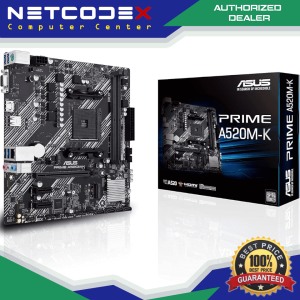 ASUS Prime A520M-K AMD AM4 (3rd Gen Ryzen) Micro-ATX Motherboard (ECC Memory, M.2 Support, 1Gb Ethernet, M.2, USB 3.2 Gen 1 Type-A,HDMI 2.1 4K at 60Hz, D-Sub)