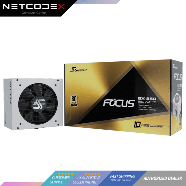 Seasonic FOCUS GX-850 WHITE Gold SSR-850FX 850W 80+ Gold ATX12V & EPS12V Full Modular 120mm FDB Fan Compact 140 mm Size 850 Power Supply