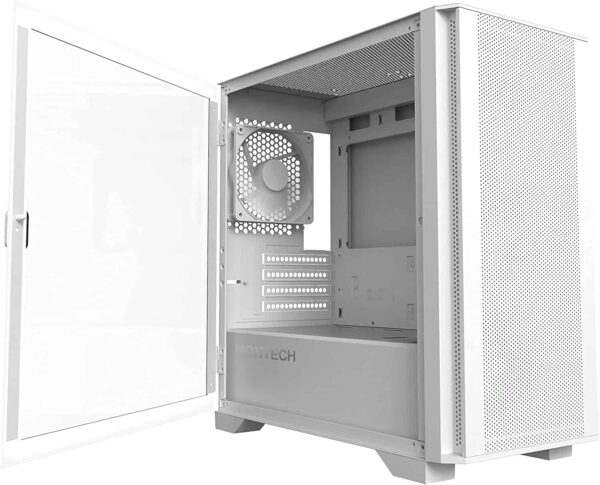 Montech AIR 100 Lite Micro-ATX Tower Ultra-Minimalist Design, Fine Mesh Front Panel, High Airflow, Unique Side Swivel Tempered Glass, White