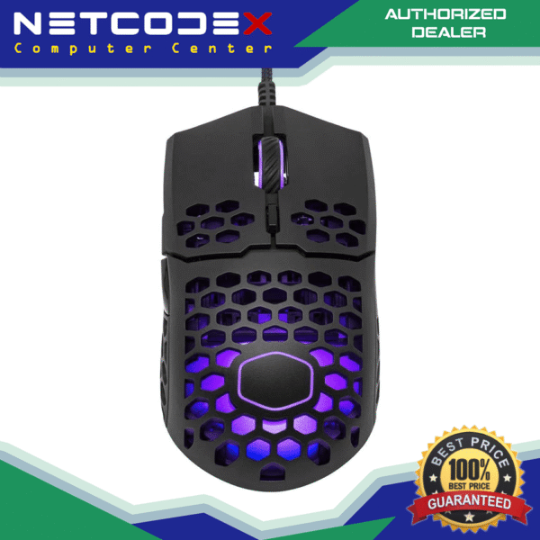 5b6e2e15457181279bc24a473f66865a.png Cooler Master MM711 RGB-LED Lightweight 60g Wired Gaming Mouse - 16000 DPI Optical Sensor, 20 Million Click Omron Switches, Smooth Glide PTFE Feet, and Ambidextrous Honeycomb Shell - Matte Black