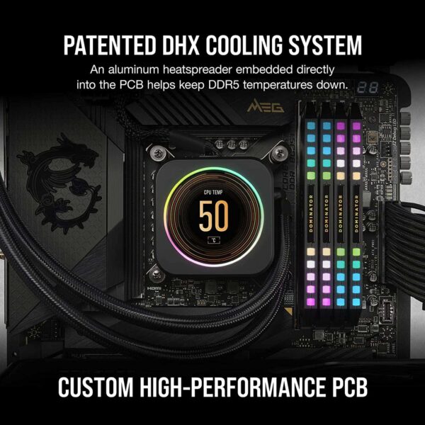 CORSAIR Dominator Platinum RGB DDR5 32GB (2x16GB) DDR5 5200 (PC5-41600) C40 1.25V CS-CMT32GX5M2B5200C40-BOX (CMT32GX5M2B5200C40) - Black