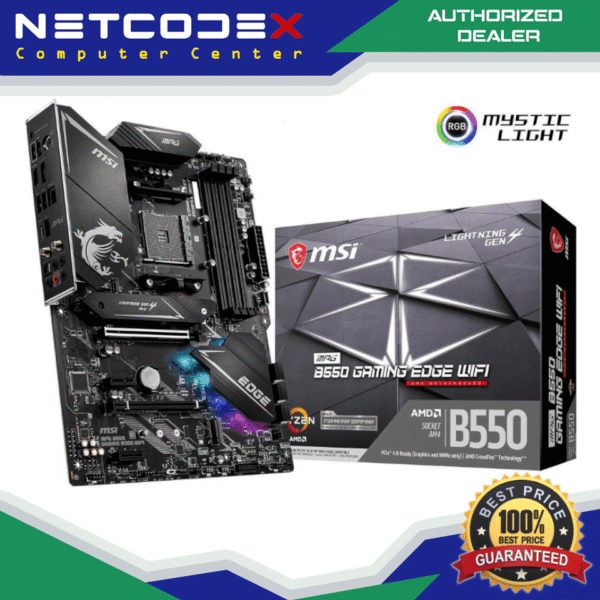 MSI MPG B550 GAMING EDGE WIFI Gaming Motherboard (AMD AM4, DDR4, PCIe 4.0, SATA 6Gb/s, M.2, USB 3.2 Gen 2, AX Wi-Fi 6, HDMI/DP, ATX, AMD Ryzen 5000 Series processors)