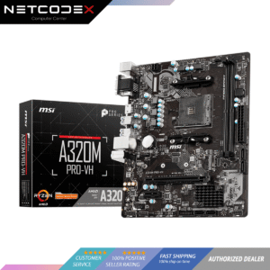 MSI A320M PRO-VH ProSeries Motherboard (AMD AM4, DDR4, PCIe 3.0, SATA 6Gb/s, USB 3.2 Gen 2, M.2 Slot, DVI/HDMI, Micro-ATX) MSI A320M PRO VH