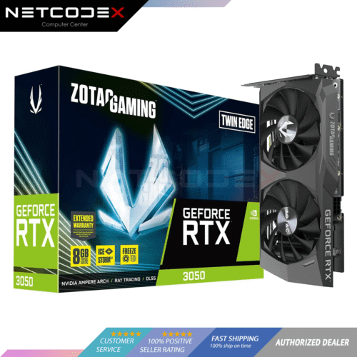 ZOTAC Gaming GeForce RTX™ 3050 Twin Edge 8GB GDDR6 128-bit 14 Gbps PCIE 4.0 Gaming Graphics Card, IceStorm 2.0 Advanced Cooling, Freeze Fan Stop, Active Fan Control, ZT-A30500E-10M