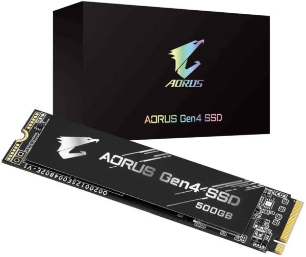 GIGABYTE AORUS Nvme Gen4 M.2 500GB PCI-Express 4.0 Interface High Performance Gaming, 3D TLC NAND Flash, External DDR Cache Buffer, SSD GP-AG4500G