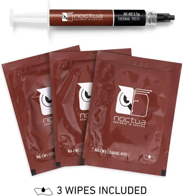 Noctua NT-H2 3.5g Pro-Grade Thermal Compound Paste including 3 Cleaning Wipes (3.5g) NT H2 one of the best, Kryonaut killer