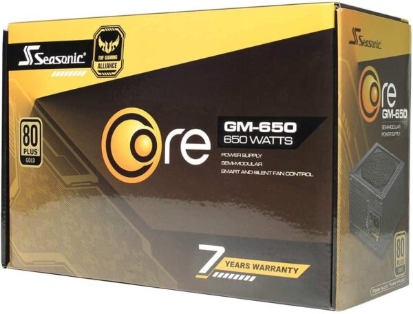 Seasonic CORE GOLD GM-650 TUF Alliance Semi Modular PC Power Supply 80 Plus 80PLUS Gold 650 Watt GM 650 TUF Gaming SSR-650LM