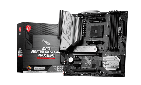 8836d0acb9cbd6cca49ec2b5a1bdaf7d.png MSI MAG B550M MORTAR MAX WIFI Micro ATX Motherboard, MSI AM4 AMD Motherboard, AMD B550 SATA 6Gb/s PCIe 4.0 DDR4 Wi-Fi 6E, Micro ATX AMD Motherboard