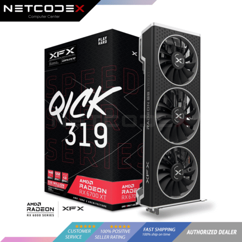 XFX SPEEDSTER QICK319 AMD Radeon RX 6700 XT BLACK Gaming Graphics Card with 12GB GDDR6, HDMI 3 x DP, AMD RDNA 2 QICK 319 6700XT RX6700XT RX-6700XT
