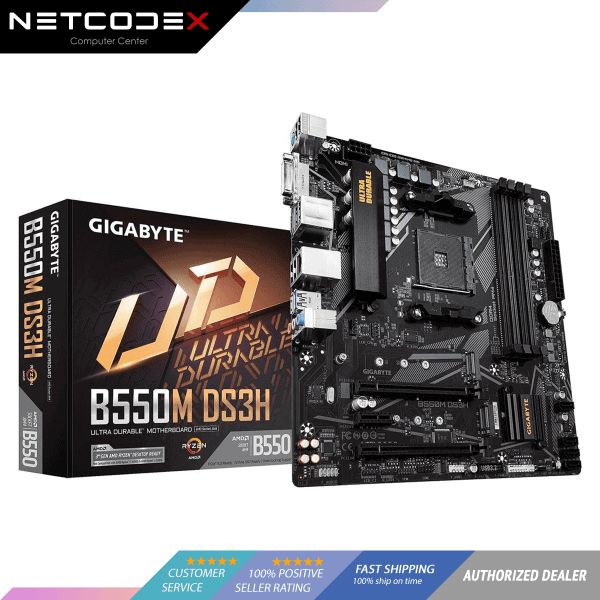 GIGABYTE B550M DS3H AM4 AMD B550 Micro-ATX Motherboard with Dual M.2, SATA 6Gb/s, USB 3.2 Gen 1, PCIe 4.0