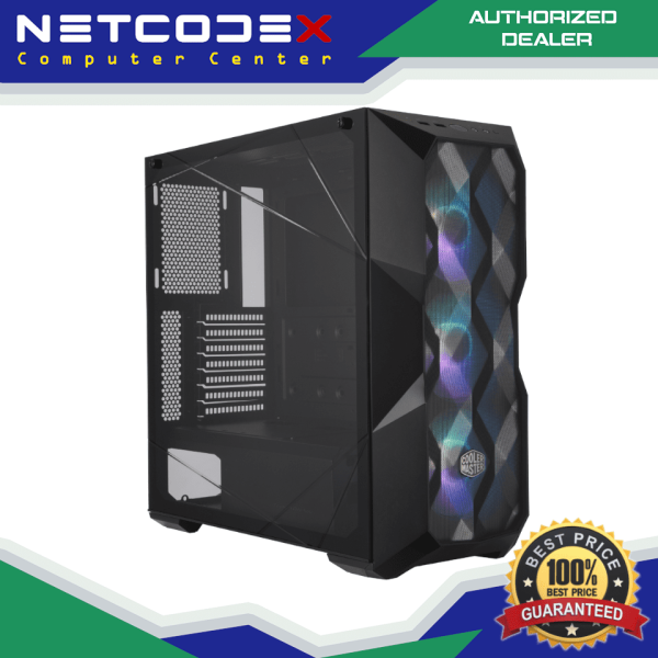 Cooler Master MasterBox TD500 Mesh Airflow ATX Mid-Tower with Polygonal Mesh Front Panel, Crystalline Tempered Glass, E-ATX Up to 10.5", Three 120mm ARGB Fans & ARGB Lighting System - Black