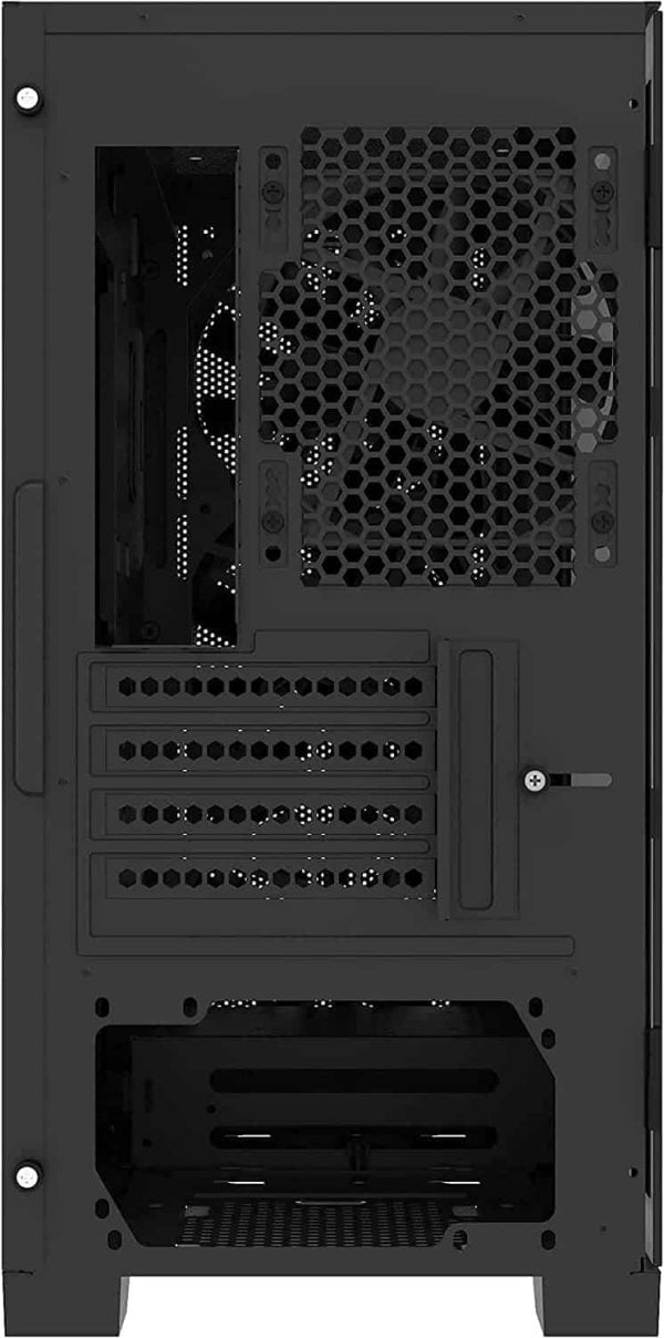 Montech AIR 100 ARGB Micro-ATX Tower with Four ARGB Fans Pre Installed, Ultra-Minimalist Design, Fine Mesh Front Panel, High Airflow, Unique Side Swivel Tempered Glass, Black