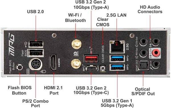 MSI MPG B550I Gaming Edge MAX WiFi Gaming Motherboard (AMD AM4, DDR4, PCIe 4.0, SATA 6Gb/s, Dual M.2, USB 3.2 Gen 2, HDMI, Wi-Fi AX, Mini-ITX, AMD Ryzen 5000 Series Processors)