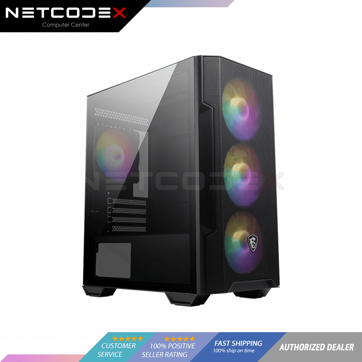 LIAN LI LANCOOL 216RX Black Steel / Tempered Glass ATX Mid Tower Computer  Case ,2x 16 cm ARGB Fans Included ----LANCOOL 216RX