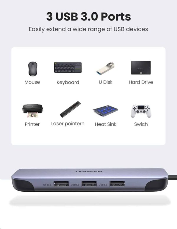 UGREEN USB C Hub 9 in 1 USB Type C HDMI Multiport Adapter Dock with 4K HDMI VGA Gigabit Ethernet PD Charging 3 USB 3.0 Ports SD Card Reader RJ45 Compatible for MacBook Pro Air 2021 2020 2019 2018 Dell XPS CM179 - 40873