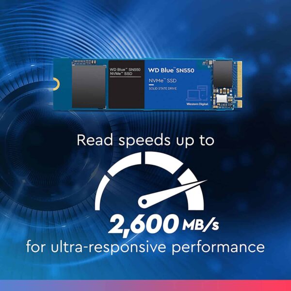Western Digital 500GB WD Blue SN550 NVMe Internal SSD - Gen3 x4 PCIe 8Gb/s, M.2 2280, 3D NAND, Up to 2,400 MB/s - WDS500G2B0C