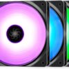 DEEPCOOL RF120 3in1 3X120mm RGB LED PWM Fans with Fan Hub and Extension, Compatible with ASUS Aura Sync RF 120 DP-FRGB-RF120-3C