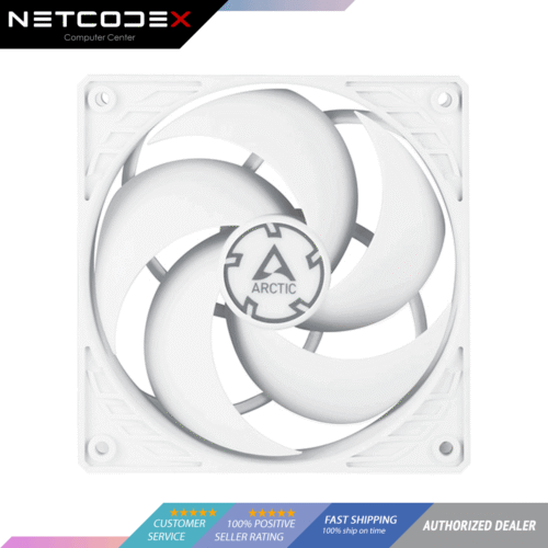 ARCTIC P12 PWM PST - White/White - (1pc) 120 mm Case Fan with PWM Sharing Technology (PST) Pressure-optimised Quiet Motor Computer Fan Speed: 200-1800 RPM