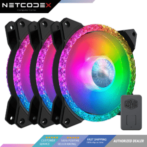 Cooler Master MasterFan MF120 Prismatic 3-in-1 (3-pack) Fan w/Controller Addressable RGB 120mm w/ Radiant Crystalline Lighting Effect-Crystallized Loop w/Tri-Loop ARGB Lighting, 24+6 Individually controlled LEDs, A-RGB PC Case Fan (MFY-B2DN-203PA-R1)