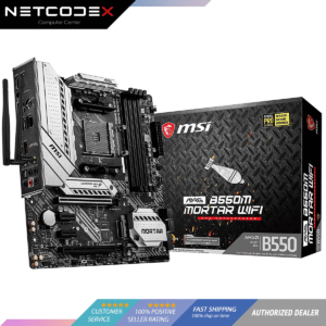 MSI MAG B550M Mortar WIFI AM4 AMD B550 SATA 6Gb/s Micro ATX AMD Motherboard  (AMD AM4, DDR4, PCIe 4.0, SATA 6Gb/s, M.2, USB 3.2 Gen 2, AX Wi-Fi 6, HDMI/DP, Micro-ATX, supports AMD Ryzen 5000 Series Processors)
