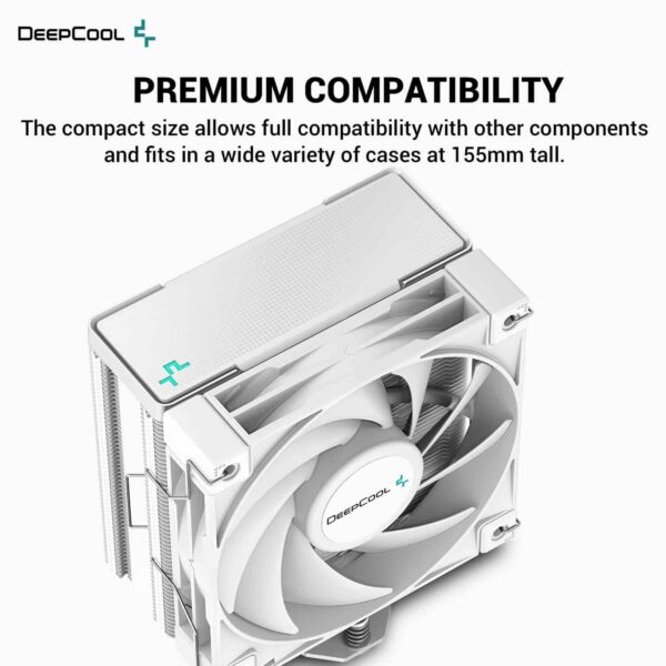 DeepCool AK400 CPU Air Cooler 220w TDP 6mm x 4 Nickel Plated Copper Heat Pipes CPU Cooler with PWM 120mm FDB Fan 1850RPM for Intel LGA 1700/1200/1151/1150/1155 AMD AM5/AM4, White -  R-AK400-WHNNMN-G-1