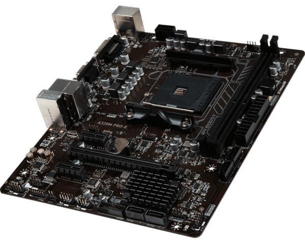 MSI A320M PRO-E Motherboard mATX, AM4, DDR4, LAN, USB 3.1 Gen1, DVI-D,16M BIOS ROM, AMD RYZEN 1st and 2nd Gen