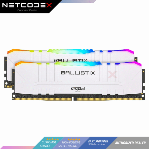 Crucial Ballistix RGB 3200 MHz DDR4 DRAM Desktop Gaming Memory Kit 16GB (8GBx2) CL16 **Local PH Release and Warranty** BL2K8G32C16U4WL (White)