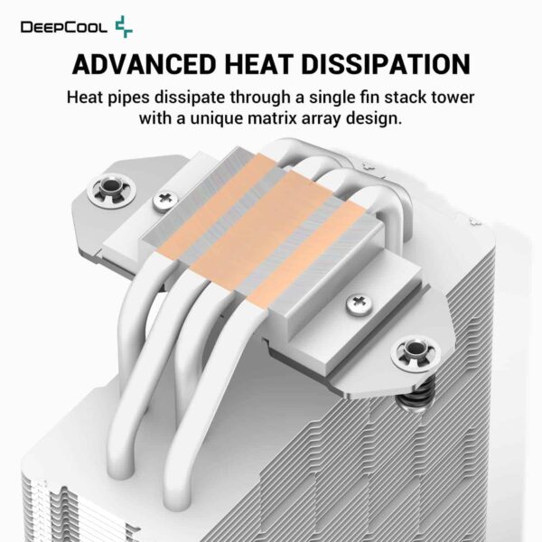 DeepCool AK400 CPU Air Cooler 220w TDP 6mm x 4 Nickel Plated Copper Heat Pipes CPU Cooler with PWM 120mm FDB Fan 1850RPM for Intel LGA 1700/1200/1151/1150/1155 AMD AM5/AM4, White -  R-AK400-WHNNMN-G-1