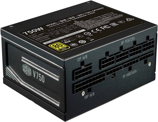 Cooler Master V750 SFX Gold *NEW REVISED VERSION** Full Modular, 750W, 80+ Gold Efficiency, CM, ATX Bracket Included, Quiet FDB Fan, SFX Form Factor