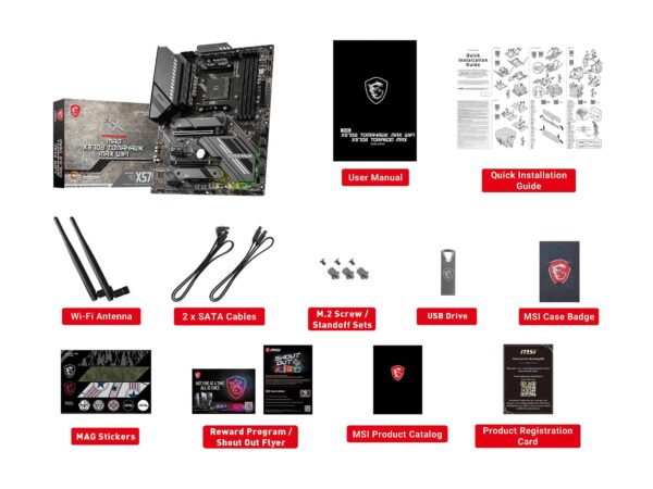 f254f8081f194eb3f308333c5f20bf3b.jpg MSI MAG X570S TOMAHAWK MAX WIFI 6e 2.5G LAN Realtek® ALC4080 AM4 AMD X570 SATA 6Gb/s ATX AMD Motherboard **New and improved without Heatsink Fan**