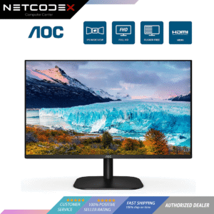 AOC 24B2XH 24" Full HD IPS Monitor, 75hz 3-Sided Frameless & Ultra Slim HDMI and VGA inputs, Low Blue Mode, VESA compatible, Black