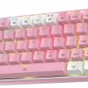 Redragon K617 Fizz 60% Wired RGB Gaming Keyboard, 61 Keys Compact Mechanical Keyboard w/Pink and White Color Keycaps Red Switch