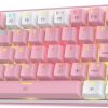 Redragon K617 Fizz 60% Wired RGB Gaming Keyboard, 61 Keys Compact Mechanical Keyboard w/Pink and White Color Keycaps Red Switch