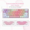 Redragon K617 Fizz 60% Wired RGB Gaming Keyboard, 61 Keys Compact Mechanical Keyboard w/Pink and White Color Keycaps Red Switch