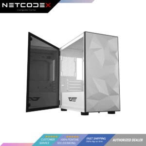 DarkFlash DLM21 White Mesh Micro ATX Case with Tempered Glass Door (DLM 21)