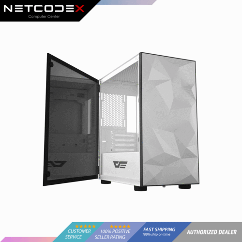 DarkFlash DLM21 White Mesh Micro ATX Case with Tempered Glass Door (DLM 21)