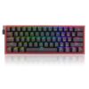 Redragon K617 Fizz 60% Wired RGB Gaming Keyboard, 61 Keys Compact Mechanical Keyboard w/Black Color Keycaps Red Switch