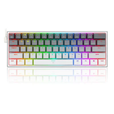 Redragon Fizz RGB Wired Mechanical Gaming Keyboard – Dust-Proof Blue Switch (Gradient Grey White) (K617GGW-RGB)