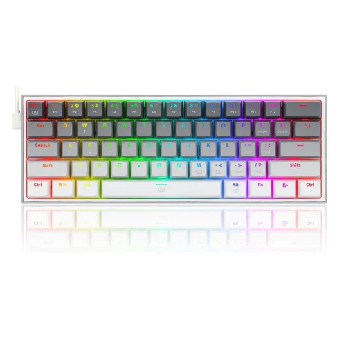 Redragon Fizz RGB Wired Mechanical Gaming Keyboard - Dust-Proof Blue Switch (Gradient Grey White) (K617GGW-RGB)